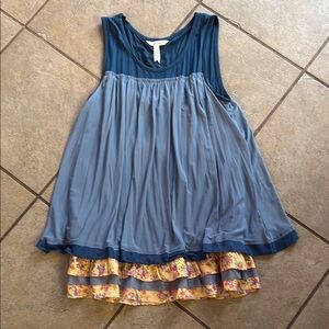 Blue and Gray Layered Sleeveless Dress